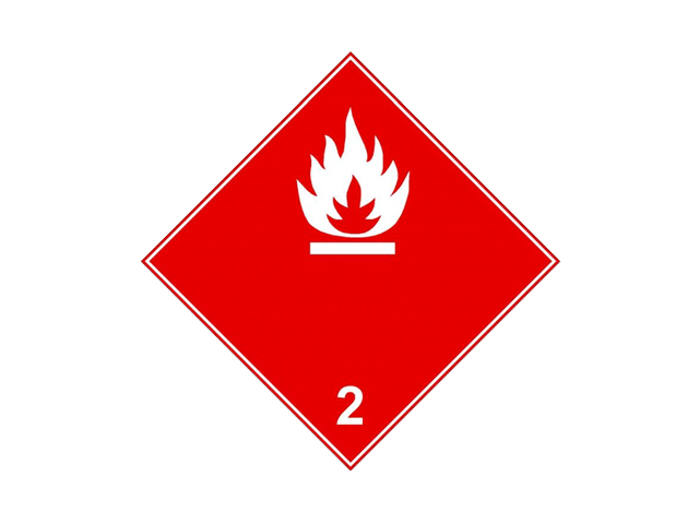 Подклас 2.1 – Запалим газ. Бял символ на червен фон или черен символ на червен фон