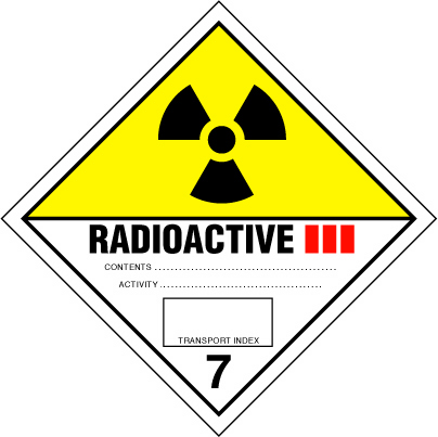 Радиоактивни вещества Категория III-YELLOW (Symbol 7C)